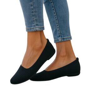 DANSKIN Wish Ribbed Smoking Loafer Black Vegan Textile Upper Almond Toe Size 9